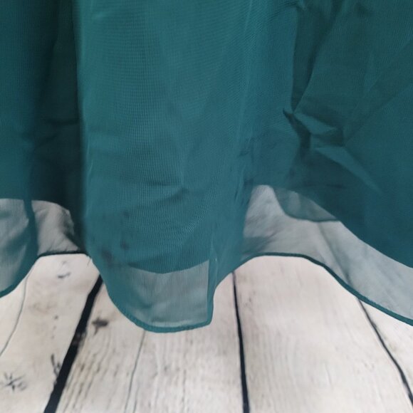 Azazie Dark Green Chiffon Tie Back Padded Bridesmaid Maxi Dress Gown Size C - Picture 8 of 16